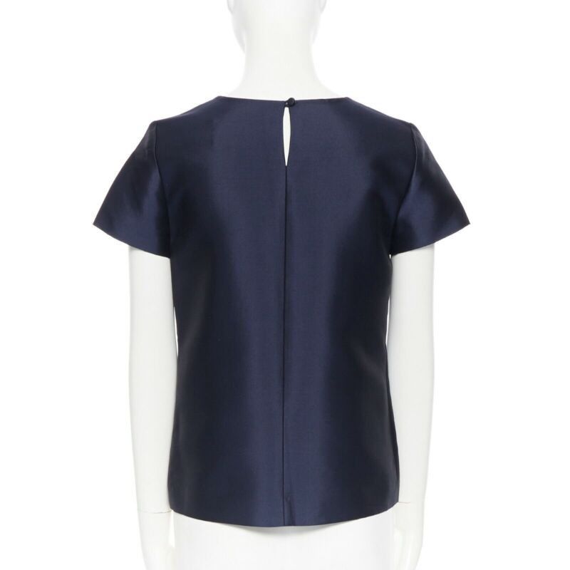 J.Crew J CREW COLLECTION navy blue cap sleeves round neckline a-line shirt top US00 XS Size XS / US 0-2 / IT 36-38 - 6 Thumbnail