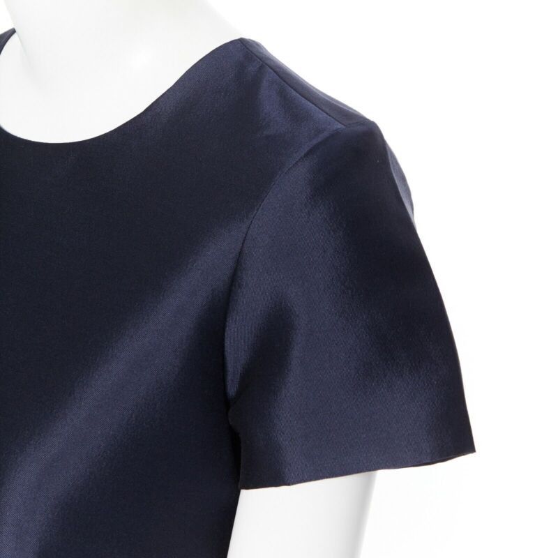 J.Crew J CREW COLLECTION navy blue cap sleeves round neckline a-line shirt top US00 XS Size XS / US 0-2 / IT 36-38 - 2 Thumbnail