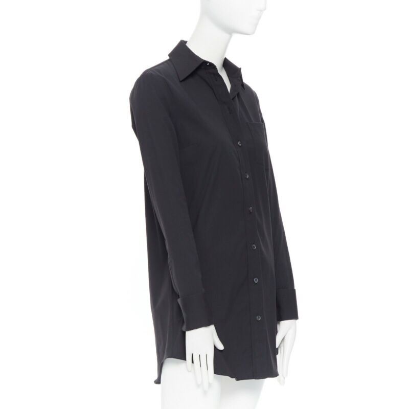 Michael Kors MICHAEL KORS black peak spread collar folded cuffs patch pocket long shirt US0 Size XS / US 0-2 / IT 36-38 - 4 Thumbnail