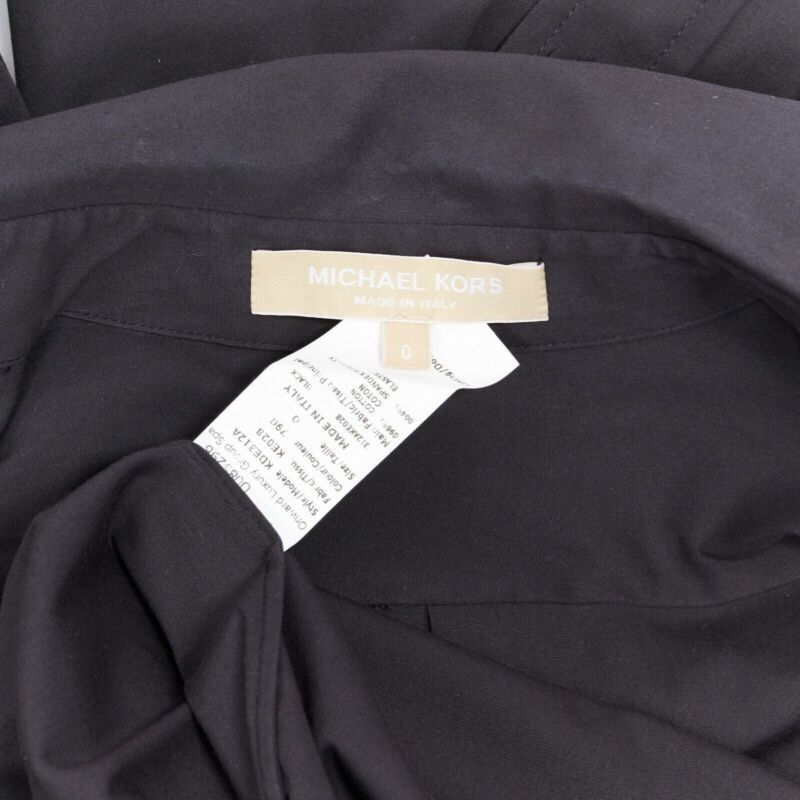 Michael Kors MICHAEL KORS black peak spread collar folded cuffs patch pocket long shirt US0 Size XS / US 0-2 / IT 36-38 - 9 Thumbnail