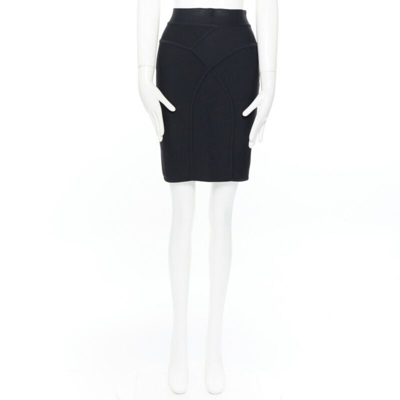Herve Leger HERVE LEGER PARIS black body-conscious stretchable piping bandage pencil skirt S Size 27" / US 4 / IT 40 - 3 Thumbnail
