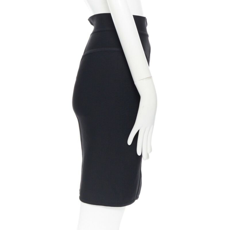 Herve Leger HERVE LEGER PARIS black body-conscious stretchable piping bandage pencil skirt S Size 27" / US 4 / IT 40 - 5 Thumbnail