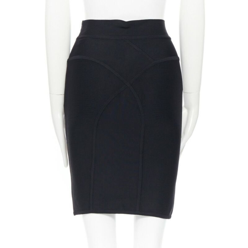 Herve Leger HERVE LEGER PARIS black body-conscious stretchable piping bandage pencil skirt S Size 27" / US 4 / IT 40 - 7 Thumbnail