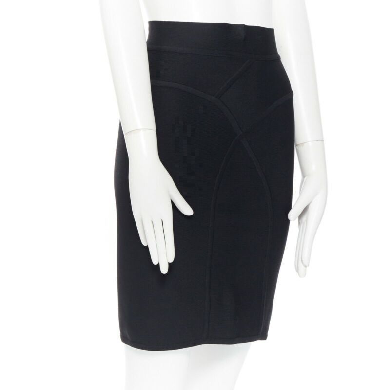 Herve Leger HERVE LEGER PARIS black body-conscious stretchable piping bandage pencil skirt S Size 27" / US 4 / IT 40 - 4 Thumbnail