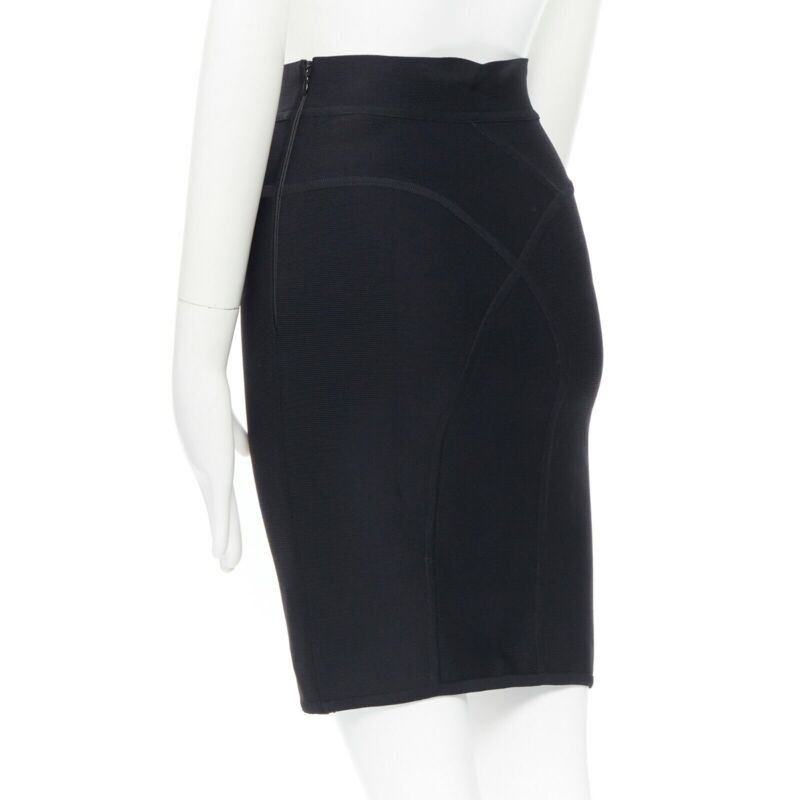 Herve Leger HERVE LEGER PARIS black body-conscious stretchable piping bandage pencil skirt S Size 27" / US 4 / IT 40 - 2 Thumbnail