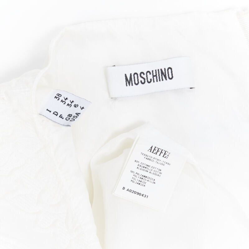 Moschino MOSCHINO white cloque cotton orange bead crystal floral embellished top IT38 Size XS / US 0-2 / IT 36-38 - 10 Thumbnail