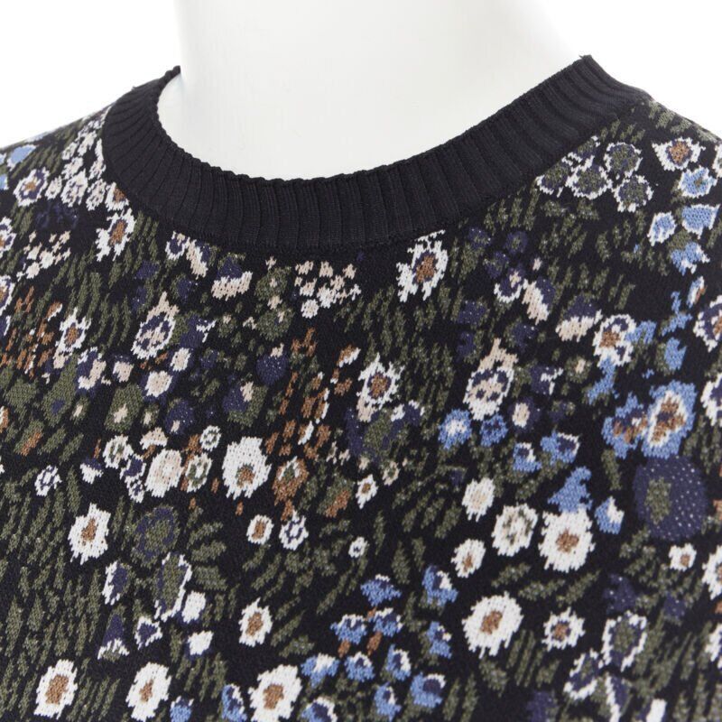 Valentino VALENTINO navy floral jacquard viscose polyester blend knit sweater top S Size S / US 4 / IT 40 - 2 Thumbnail