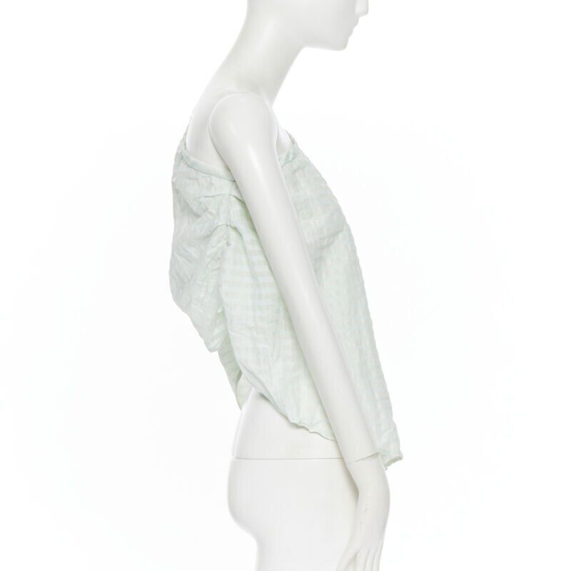 Rosie Assoulin new ROSIE ASSOULIN pastel green striped rusched draped back one shoulder top XS Size XS / US 0-2 / IT 36-38 - 5 Thumbnail