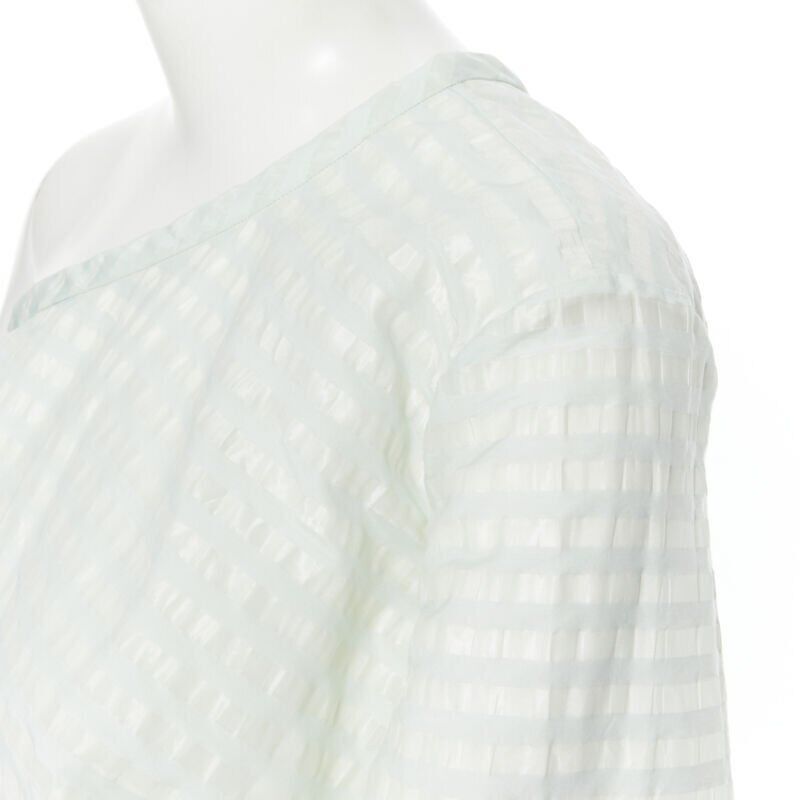 Rosie Assoulin new ROSIE ASSOULIN pastel green striped rusched draped back one shoulder top XS Size XS / US 0-2 / IT 36-38 - 9 Thumbnail