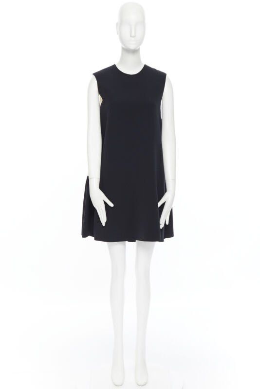 ROKSANDA ROKSANDA black sleeveless contrast white back panel pleated skirt boxy dress UK6 Size 26" / US 2 / IT 38 - 3 Thumbnail