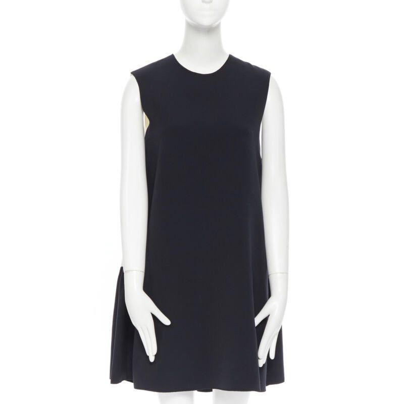 ROKSANDA ROKSANDA black sleeveless contrast white back panel pleated skirt boxy dress UK6 Size 26" / US 2 / IT 38 - 4 Thumbnail