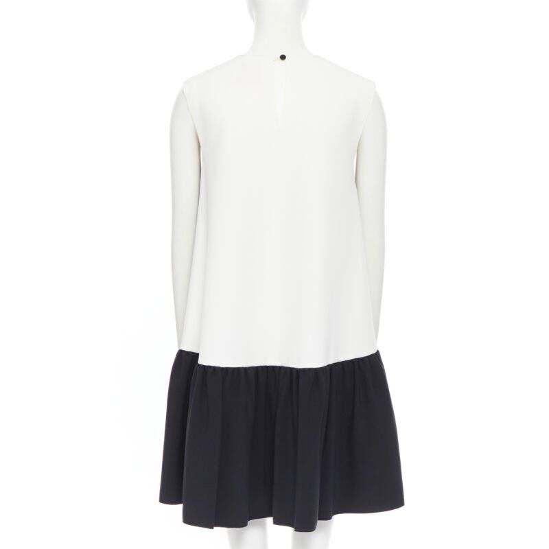 ROKSANDA ROKSANDA black sleeveless contrast white back panel pleated skirt boxy dress UK6 Size 26" / US 2 / IT 38 - 7 Thumbnail