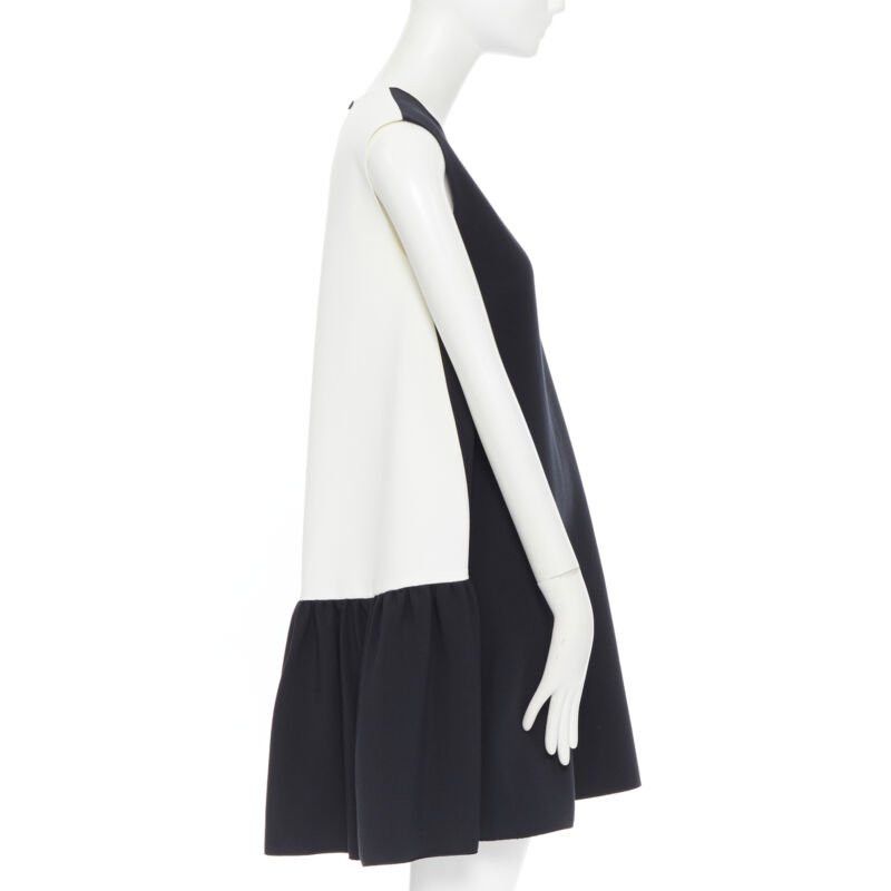 ROKSANDA ROKSANDA black sleeveless contrast white back panel pleated skirt boxy dress UK6 Size 26" / US 2 / IT 38 - 5 Thumbnail