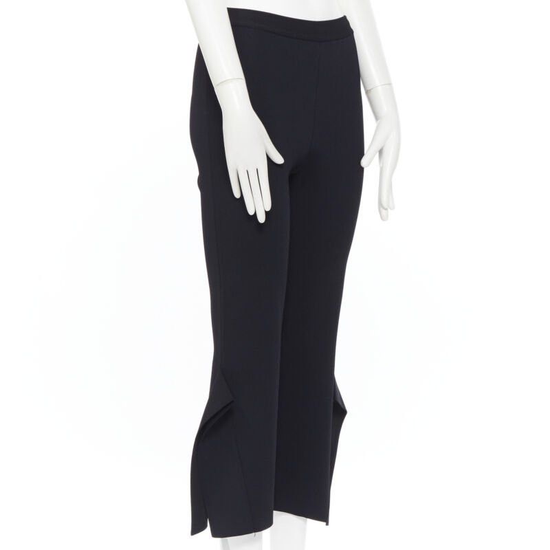 Stella McCartney STELLA MCCARTNEY black viscose blend panel flared hem stretch cropped pants FR34 Size 25" / US 0 / IT 36 - 4 Thumbnail
