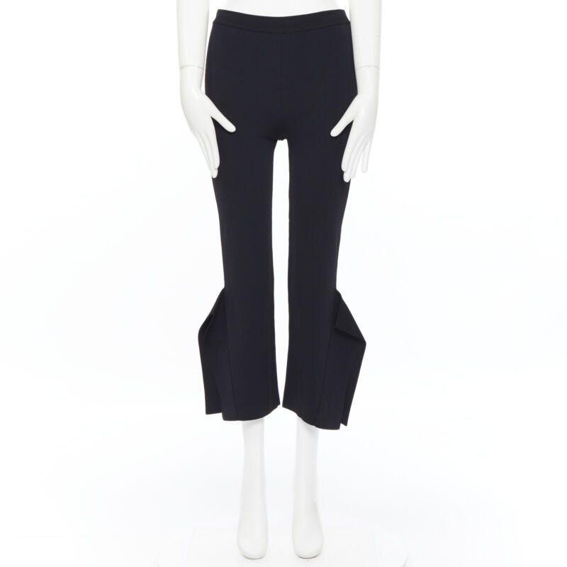 Stella McCartney STELLA MCCARTNEY black viscose blend panel flared hem stretch cropped pants FR34 Size 25" / US 0 / IT 36 - 3 Thumbnail