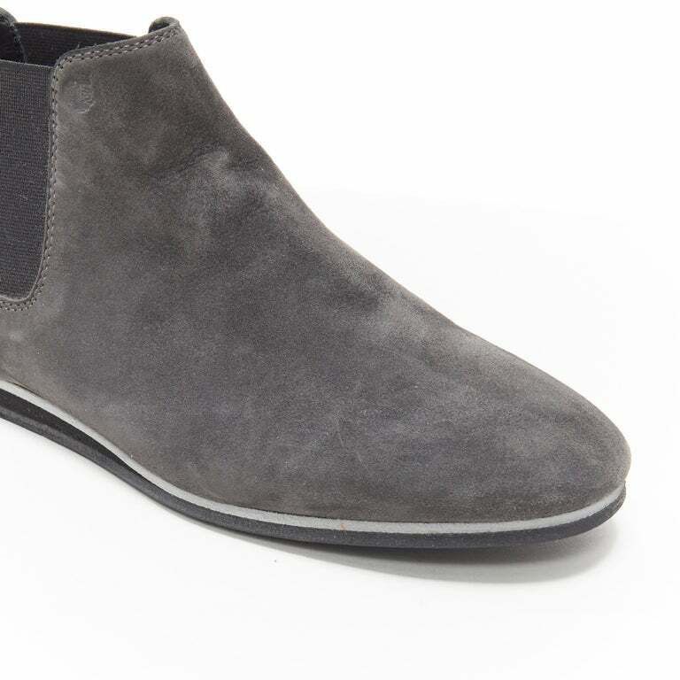Tod's TOD'S No Code dark grey suede elastic gusset round toe flat ankle bootie EU37 Size US 7 / IT 37 - 8 Thumbnail