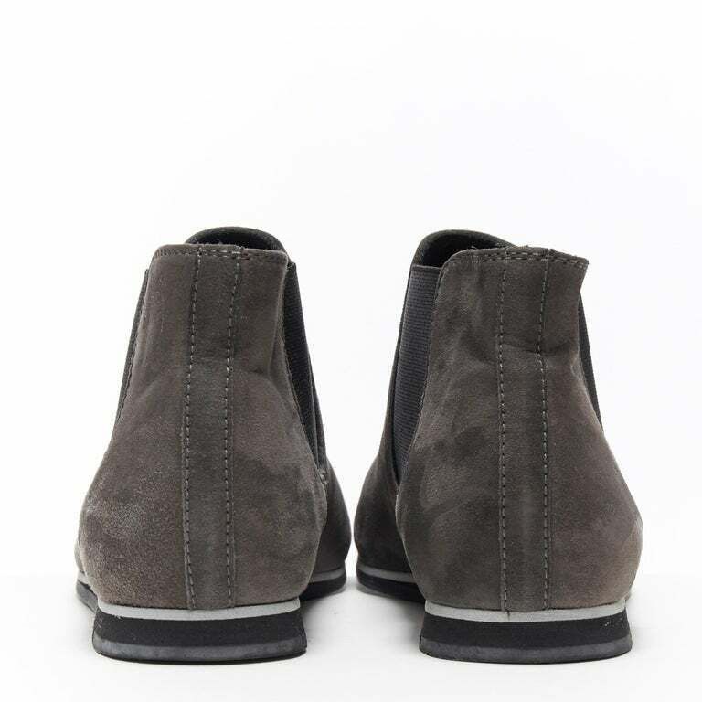 Tod's TOD'S No Code dark grey suede elastic gusset round toe flat ankle bootie EU37 Size US 7 / IT 37 - 6 Thumbnail