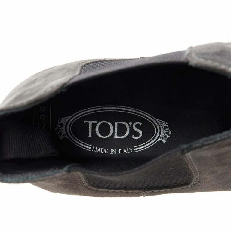 Tod's TOD'S No Code dark grey suede elastic gusset round toe flat ankle bootie EU37 Size US 7 / IT 37 - 10 Thumbnail