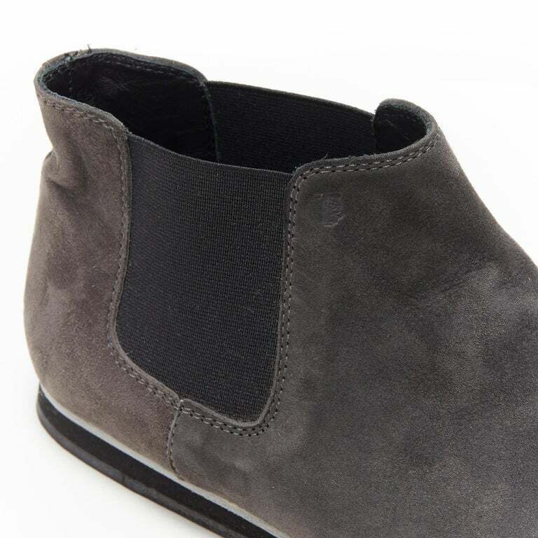 Tod's TOD'S No Code dark grey suede elastic gusset round toe flat ankle bootie EU37 Size US 7 / IT 37 - 2 Thumbnail