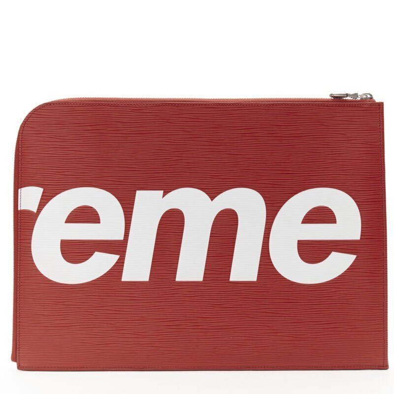 Louis Vuitton rare LOUIS VUITTON SUPREME 2017 LV Epi Pouchette Jour GM red document clutch bag Size ONE SIZE - 3 Thumbnail