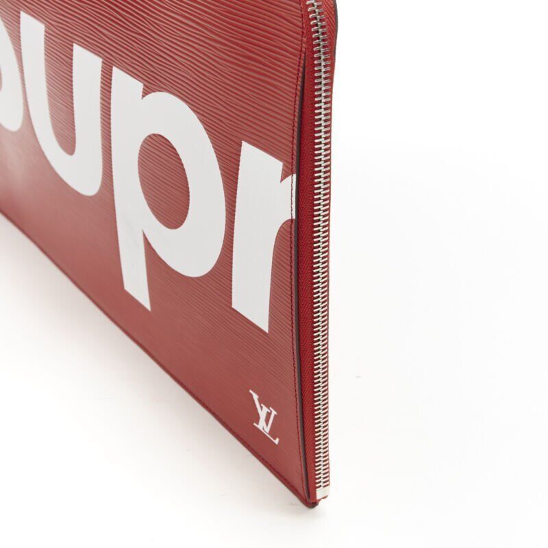 Louis Vuitton rare LOUIS VUITTON SUPREME 2017 LV Epi Pouchette Jour GM red document clutch bag Size ONE SIZE - 5 Thumbnail