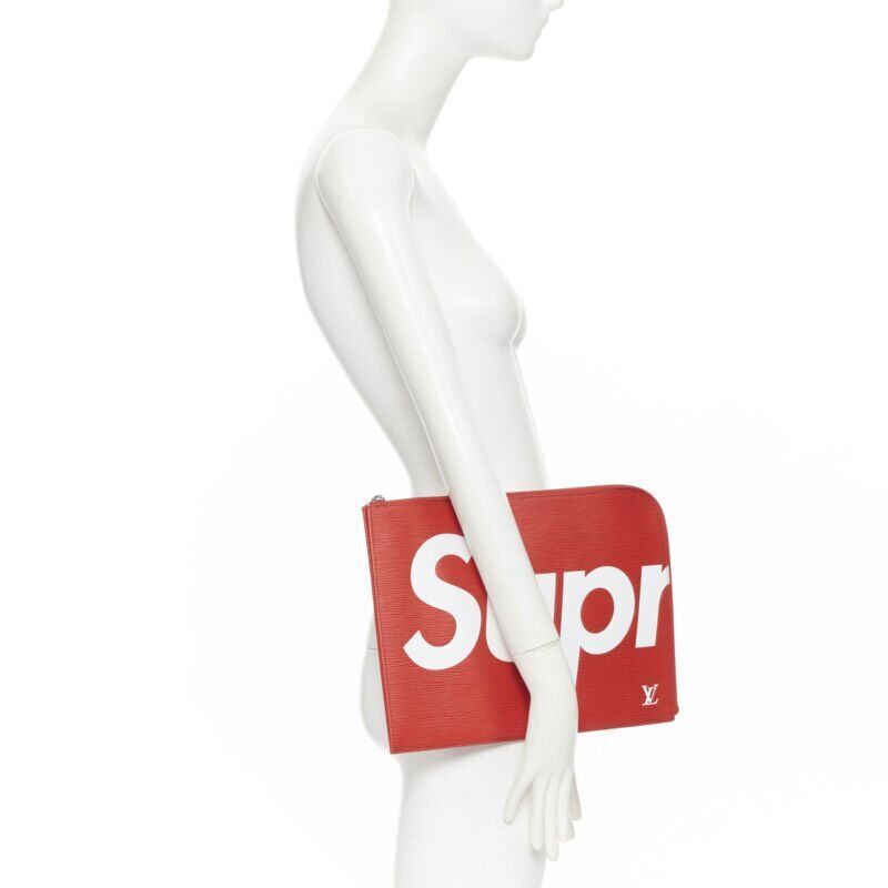 Louis Vuitton rare LOUIS VUITTON SUPREME 2017 LV Epi Pouchette Jour GM red document clutch bag Size ONE SIZE - 2 Thumbnail