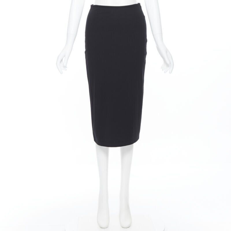 T by Alexander Wang T BY ALEXANDER WANG black rayon polyester center slit stretch pencil skirt S Size 27" / US 4 / IT 40 - 3 Thumbnail