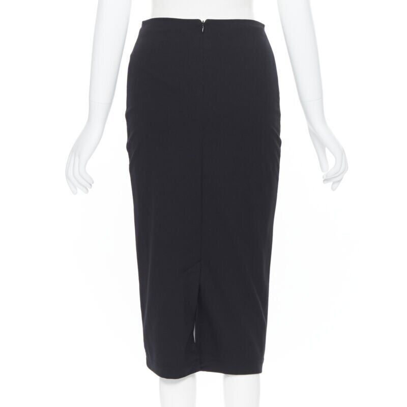 T by Alexander Wang T BY ALEXANDER WANG black rayon polyester center slit stretch pencil skirt S Size 27" / US 4 / IT 40 - 6 Thumbnail