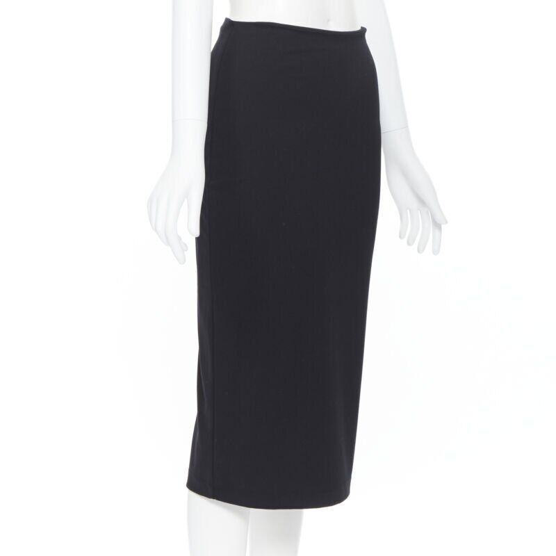 T by Alexander Wang T BY ALEXANDER WANG black rayon polyester center slit stretch pencil skirt S Size 27" / US 4 / IT 40 - 4 Thumbnail