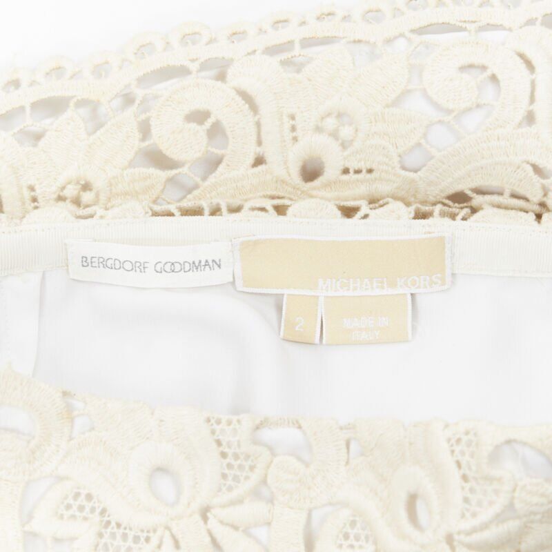 Michael Kors MICHAEL KORS COLLECTION beige embroidered lace fited skirt US2 26" Size 27" / US 4 / IT 40 - 9 Thumbnail