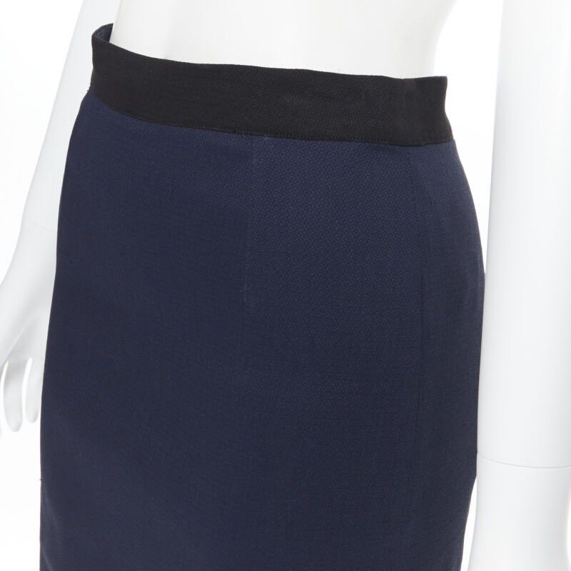 Lanvin LANVIN ALBER ELBAZ 2014 navy blue linen blend exposed zip pencil skirt FR34 26" Size 25" / US 0 / IT 36 - 8 Thumbnail