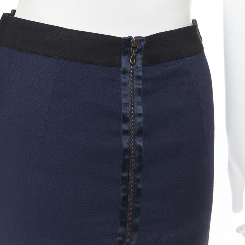 Lanvin LANVIN ALBER ELBAZ 2014 navy blue linen blend exposed zip pencil skirt FR34 26" Size 25" / US 0 / IT 36 - 9 Thumbnail
