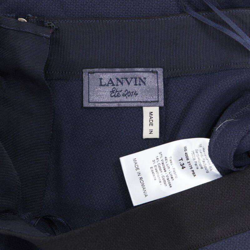 Lanvin LANVIN ALBER ELBAZ 2014 navy blue linen blend exposed zip pencil skirt FR34 26" Size 25" / US 0 / IT 36 - 10 Thumbnail