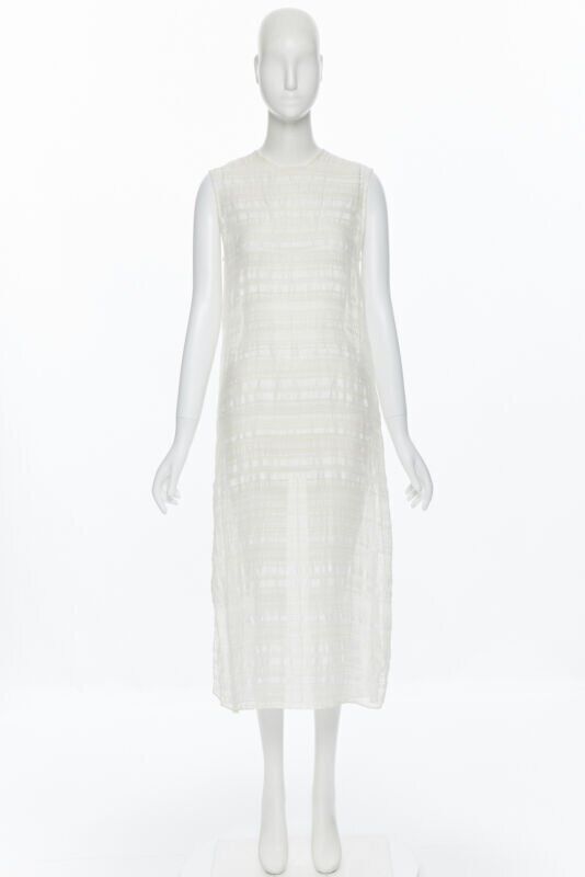 RAEY RAEY beige striped textured muslin semi sheer midi casual day dress UK6 XS Size XS / US 0-2 / IT 36-38 - 3 Thumbnail
