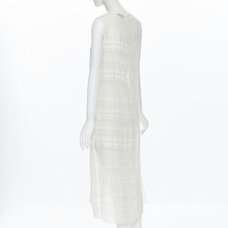 RAEY RAEY beige striped textured muslin semi sheer midi casual day dress UK6 XS Size XS / US 0-2 / IT 36-38 - 6 Thumbnail