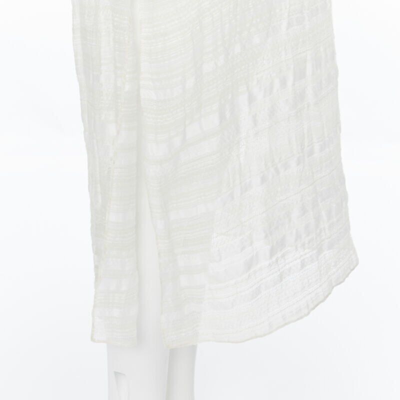 RAEY RAEY beige striped textured muslin semi sheer midi casual day dress UK6 XS Size XS / US 0-2 / IT 36-38 - 7 Thumbnail