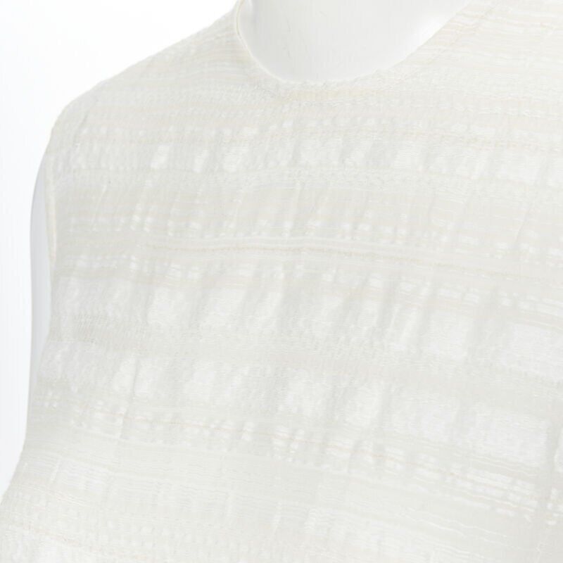 RAEY RAEY beige striped textured muslin semi sheer midi casual day dress UK6 XS Size XS / US 0-2 / IT 36-38 - 2 Thumbnail