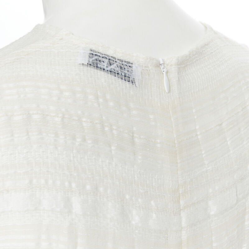 RAEY RAEY beige striped textured muslin semi sheer midi casual day dress UK6 XS Size XS / US 0-2 / IT 36-38 - 8 Thumbnail