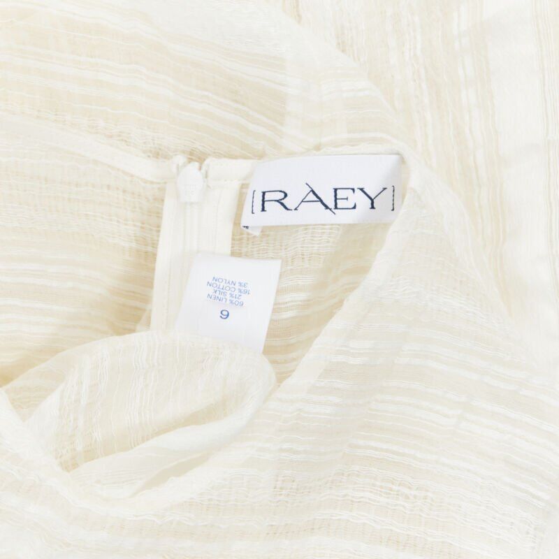 RAEY RAEY beige striped textured muslin semi sheer midi casual day dress UK6 XS Size XS / US 0-2 / IT 36-38 - 9 Thumbnail
