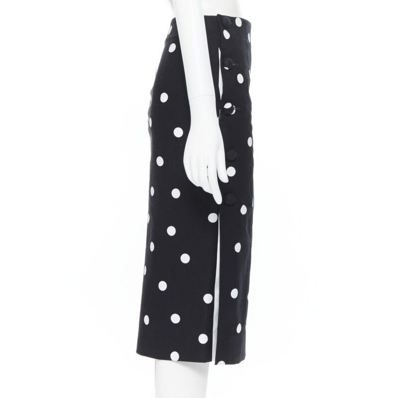MONSE MONSE black white polka dot stif cotton button side pencil skirt US0 26" Size 25" / US 0 / IT 36 - 5 Thumbnail