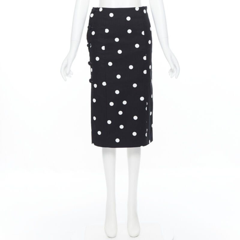 MONSE MONSE black white polka dot stif cotton button side pencil skirt US0 26" Size 25" / US 0 / IT 36 - 3 Thumbnail