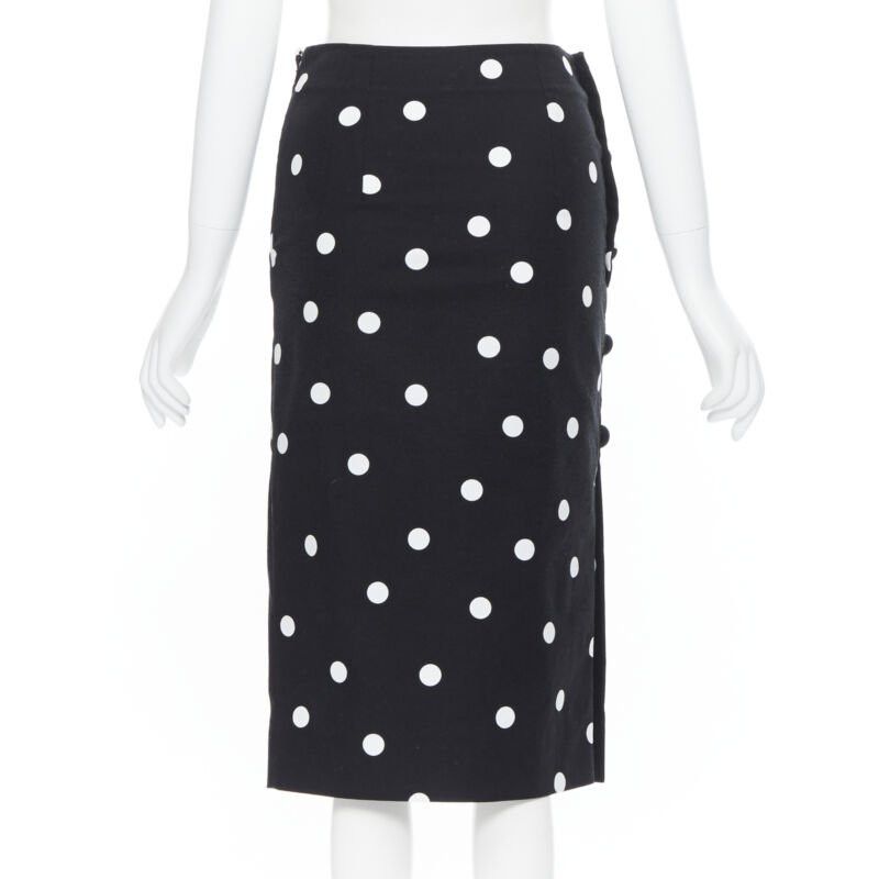 MONSE MONSE black white polka dot stif cotton button side pencil skirt US0 26" Size 25" / US 0 / IT 36 - 6 Thumbnail