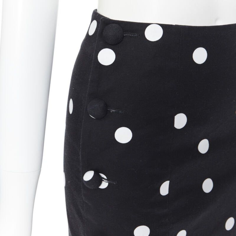 MONSE MONSE black white polka dot stif cotton button side pencil skirt US0 26" Size 25" / US 0 / IT 36 - 2 Thumbnail