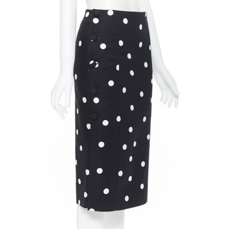 MONSE MONSE black white polka dot stif cotton button side pencil skirt US0 26" Size 25" / US 0 / IT 36 - 4 Thumbnail
