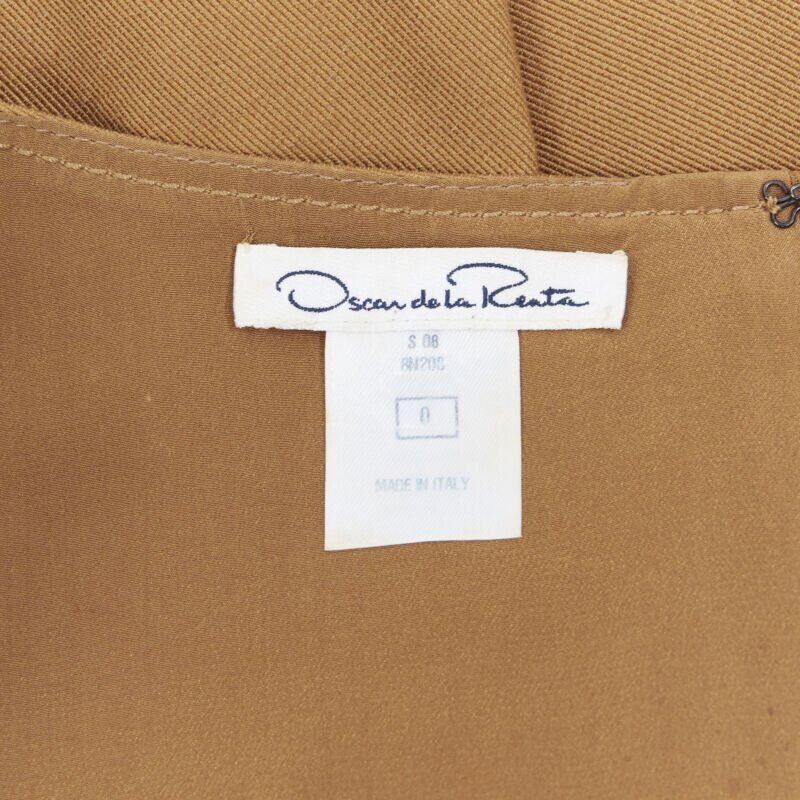 Oscar De La Renta OSCAR DE LA RENTA tan brown nylon cotton flared knee length skirt US0 25" Size 25" / US 0 / IT 36 - 9 Thumbnail