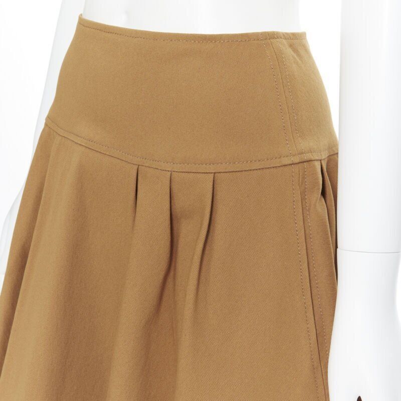 Oscar De La Renta OSCAR DE LA RENTA tan brown nylon cotton flared knee length skirt US0 25" Size 25" / US 0 / IT 36 - 2 Thumbnail