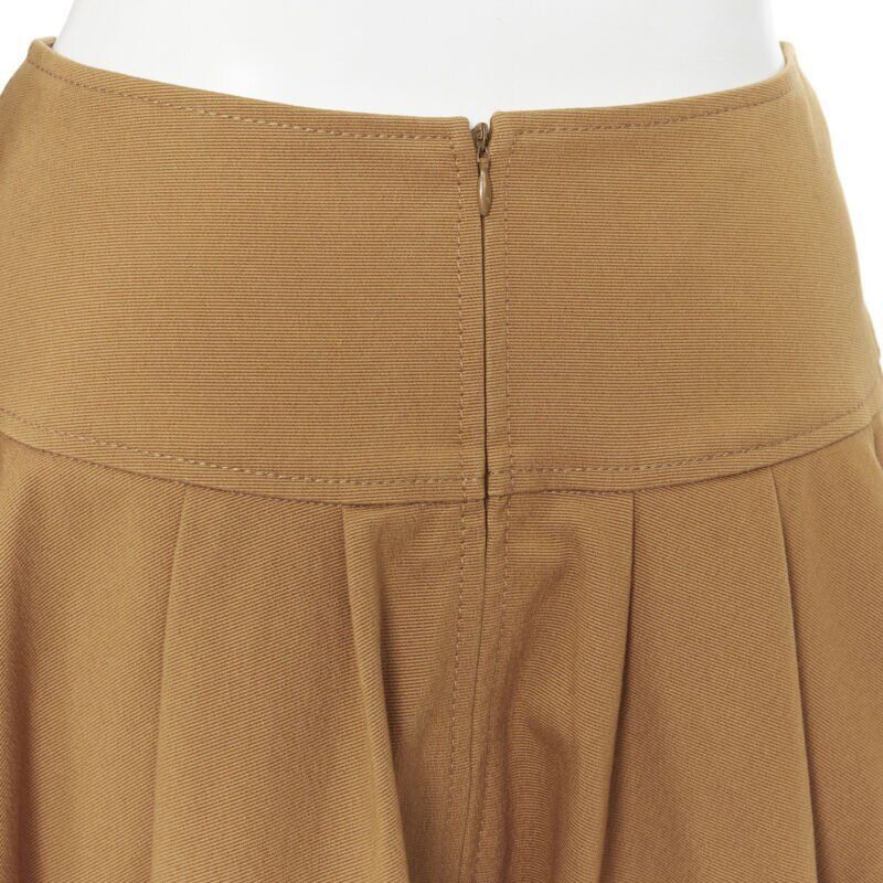 Oscar De La Renta OSCAR DE LA RENTA tan brown nylon cotton flared knee length skirt US0 25" Size 25" / US 0 / IT 36 - 8 Thumbnail