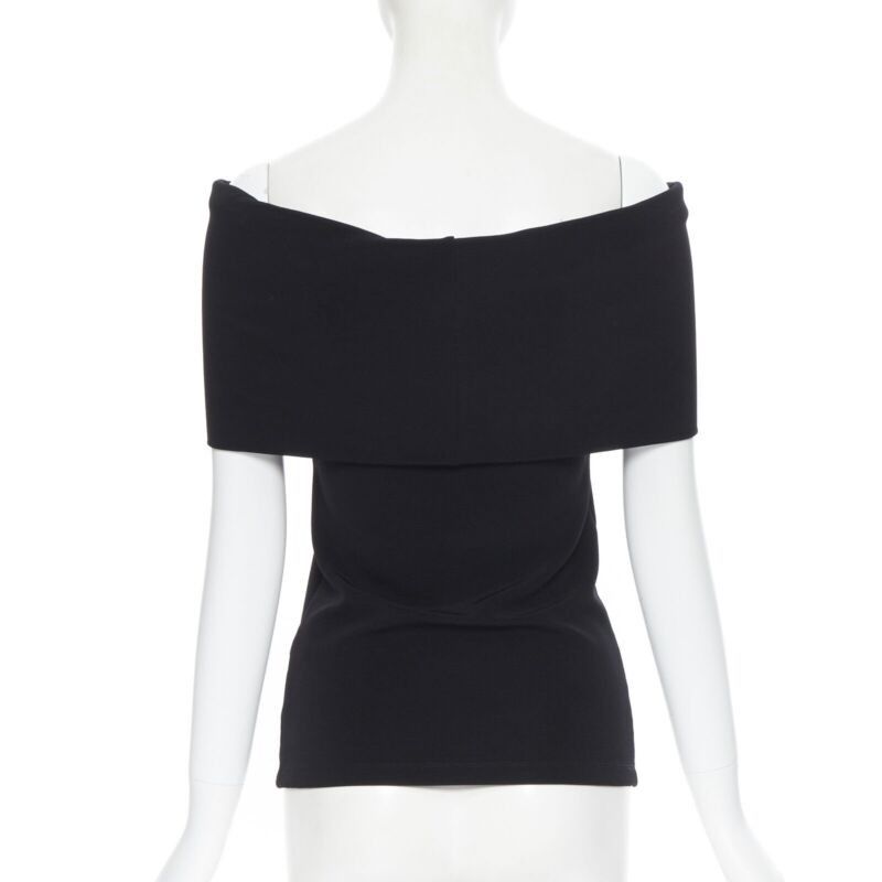 Rosetta Getty ROSETTA GETTY black knitted foldover banded off shoulder stretch top XS Size XS / US 0-2 / IT 36-38 - 5 Thumbnail