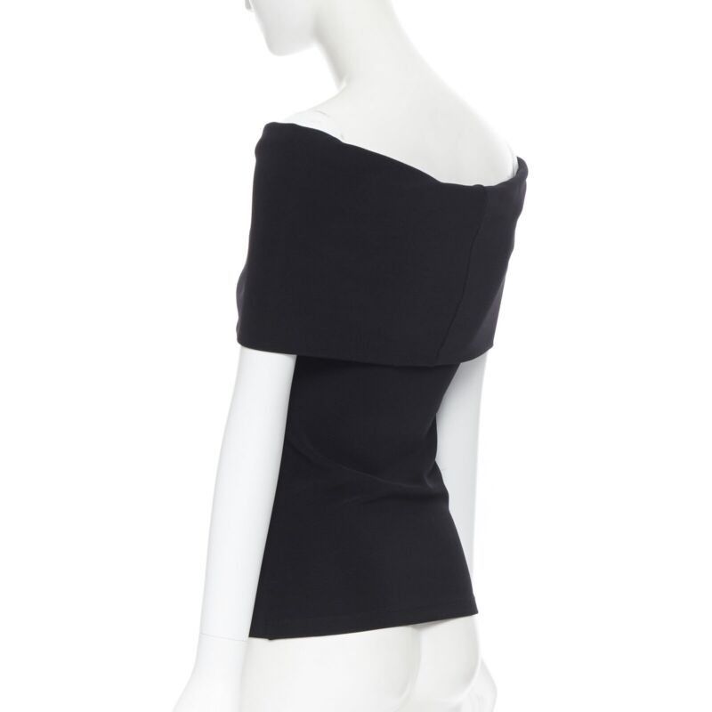 Rosetta Getty ROSETTA GETTY black knitted foldover banded off shoulder stretch top XS Size XS / US 0-2 / IT 36-38 - 6 Thumbnail