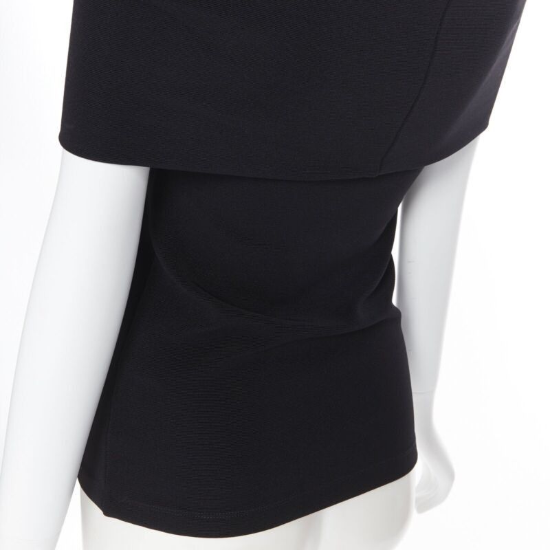 Rosetta Getty ROSETTA GETTY black knitted foldover banded off shoulder stretch top XS Size XS / US 0-2 / IT 36-38 - 7 Thumbnail